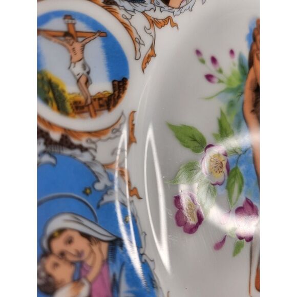Vintage Praying Hands Easter Jesus Life Wall Plate Porcelain 10 1/4" Lady Angela - Picture 4 of 4